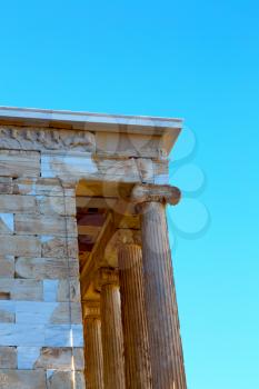in europe athens acropolis and sky old towert and marble brick 