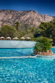 blur in turkey resort pool luxury vacation and background  mountain 