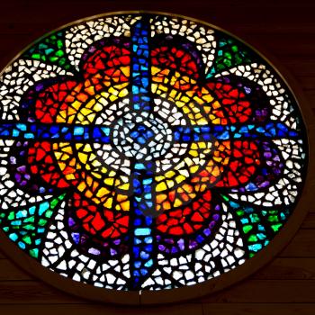 in the sanctuary of mont nebo jordan the colorful rose window and the wall
