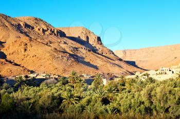 in   valley  morocco             africa the atlas dry mountain ground isolated hill 