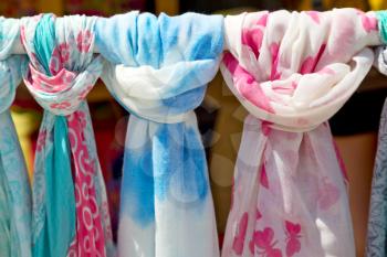 in   greece  accessory colorfull scarf and headscarf old market  