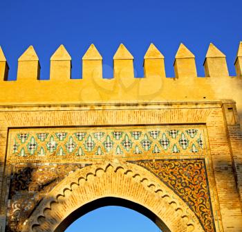 morocco arch in africa old construction     the blue sky