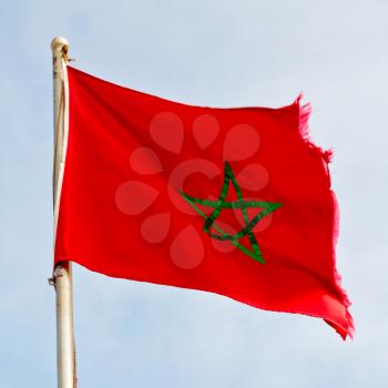 waving flag in the blue sky tunisia  colour and wave