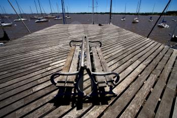 harbor water coastline bench and summer in   rio de la plata colonia del sacramento uruguay