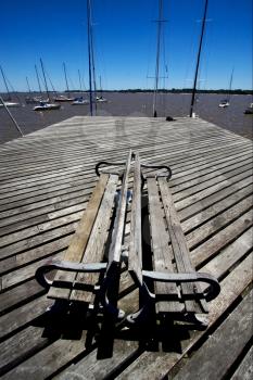 harbor water coastline bench and summer in   rio de la plata colonia del sacramento uruguay 