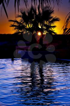 tunisia swimming pool sunset parasol  lagoon and coastline