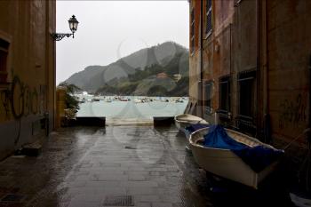 the panaoramas  in village of portofino  in the north of italy liguria and street lamp