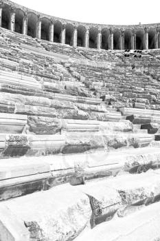 in   turkey    europe    aspendos the old theatre abstract texture of step and gray
