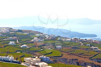 in      cyclades greece santorini  europe the sky sea and village from hill