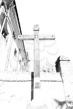 wall abstract     cross in     italy europe and the sky background