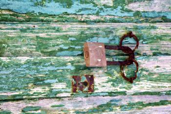 padlock spain   brass knocker lanzarote abstract door wood in the green 

