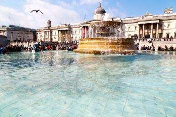 in london england trafalgar square and the    old water  fountain 