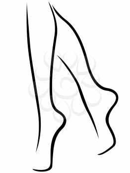 Abstract vector outline of the graceful barefoot female feet