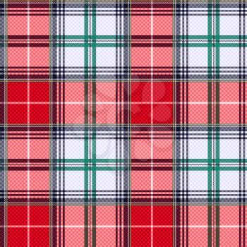 Rectangular seamless vector pattern as a tartan plaid mainly in pink, red, light grey and green colors