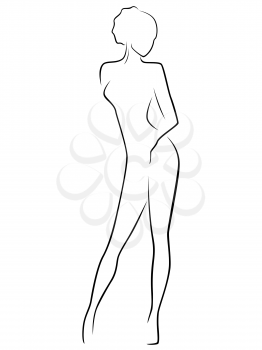 Abstract female slim body laconic vector outline