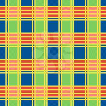 Rectangular seamless vector pattern as a tartan plaid mainly in motley trendy colors