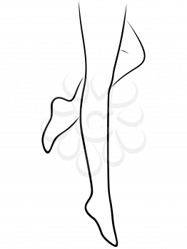 Abstract of the female walking barefoot, hand drawing vector outline