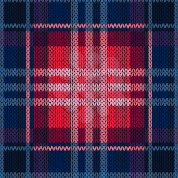 Seamless vector pattern as a woollen Celtic tartan plaid or a knitted fabric in dark blue and red colors