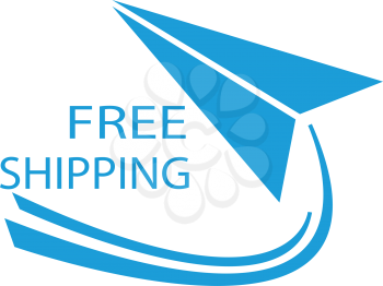 simple flat colour free shipping paper plane icon vector