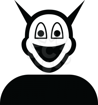 Flat black devil face emoticon icon vector


