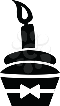 Simple flat black birthday cupcake icon vector