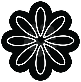 Simple flat black flower petals icon vector