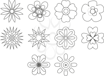 collection of flowers icon vector