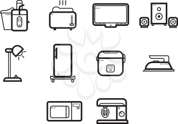 Collection of home appliances icon vector