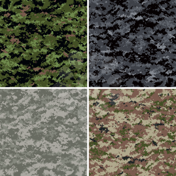 digital camouflage seamless patterns (forest, urban, universal and disert colors)
