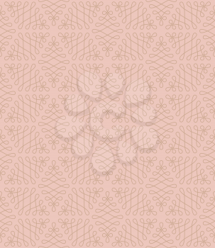 Neutral Seamless Flourish Pattern. Tileable Squiggle Stroke Ornate. Vintage Flourish Vector Background.