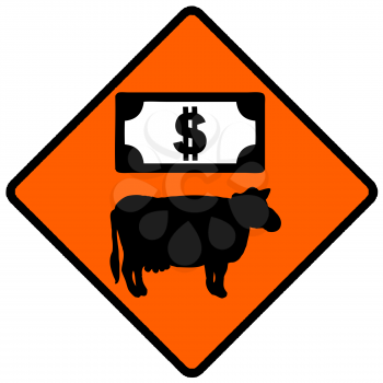 Royalty Free Clipart Image of a Cash Cow Sign
