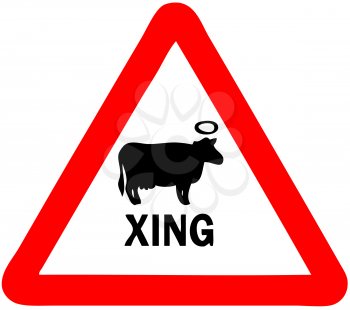 Royalty Free Clipart Image of a Holy Cow Sign