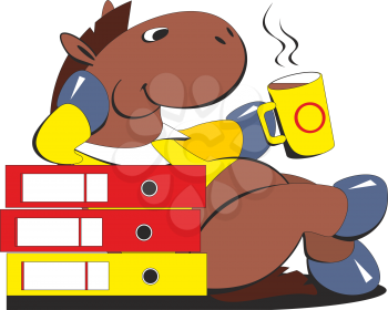 Royalty Free Clipart Image of a Horse Drinking