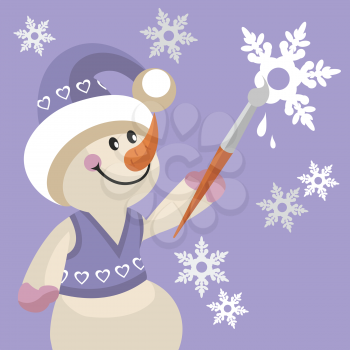 Royalty Free Clipart Image of a Snowman Painting