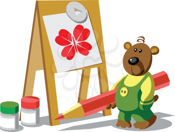Vector. Bear-painter color 12