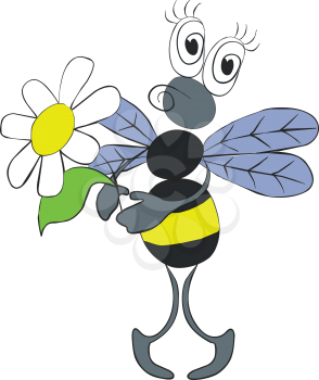 Vector.Bee with flower in color 02