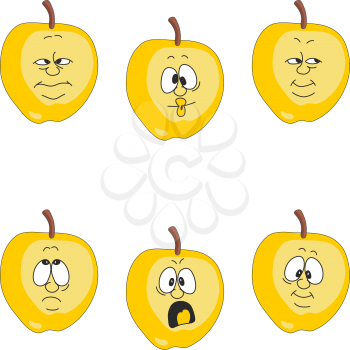 Vector.Emotion cartoon yellow apple set 009