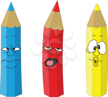 Vector.Cartoon emotional pencil set color 09