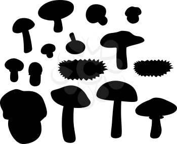 Vector. Mushrooms black set 003