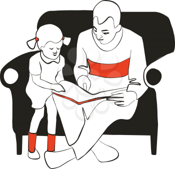 Vector. Reading family silhouette 01
