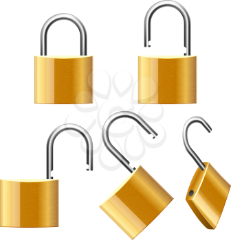 Set of Padlocks. Open and Closed. Vector illustration