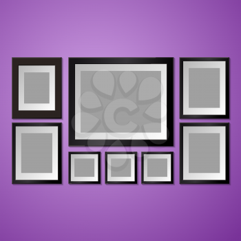 Colorful Wall with empty Picture Frame. Vector illustration