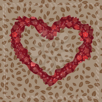 Abstract Stitched Heart on background. Vector illustration
