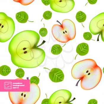 Slice of Apple. Seamless Pattern. Vector illustration