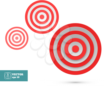 Red Targets isolated on white. Vector illustration