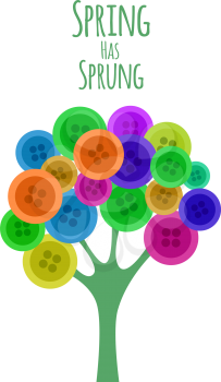 Abctract buttons tree. Spring has sprung. Vector illustration