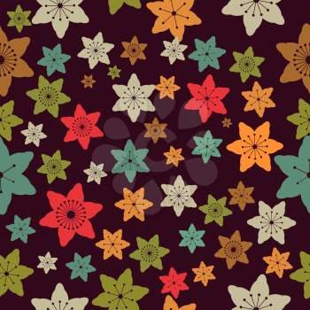 Abstract Colorful Flowers Seamless Pattern. Vector illustration