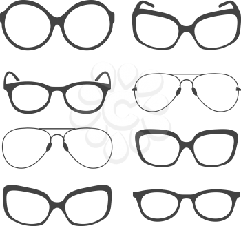 Set of Eyeglasses Silhouette. Vector Illustration. Design elements