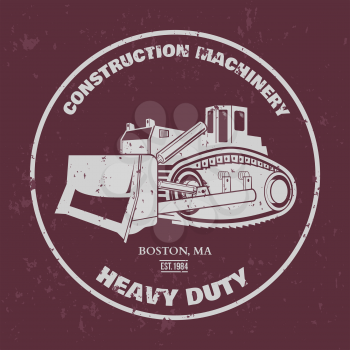 Bulldozer illustration. T-shirt design. Vector illustration