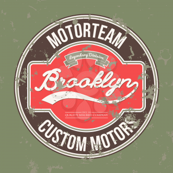 Motorteam Brooklyn. T-shirt graphic. Vector illustration